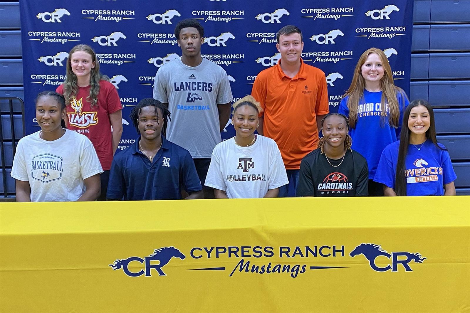 Nine Cypress Ranch High School seniors were among 51 student-athletes across CFISD to sign letters of intent.